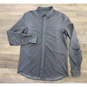 Lululemon Commission Mens L Heather Gray Button Long Sleeve Stretch Casual Shirt